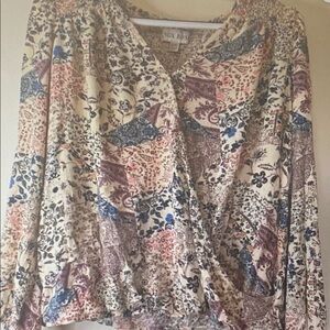 Knox Rose Floral Blouse - Cream and Purple